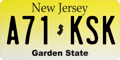 NJ license plate A71KSK