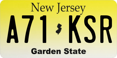 NJ license plate A71KSR