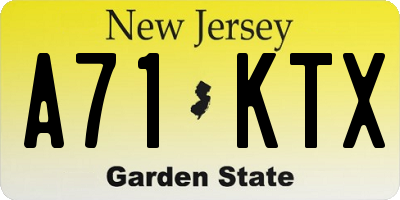 NJ license plate A71KTX
