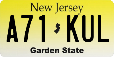 NJ license plate A71KUL