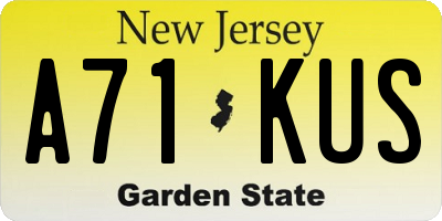 NJ license plate A71KUS
