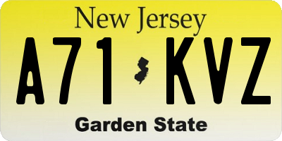 NJ license plate A71KVZ