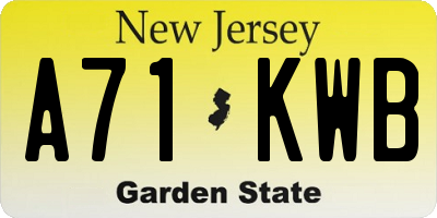 NJ license plate A71KWB
