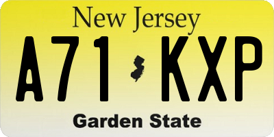 NJ license plate A71KXP
