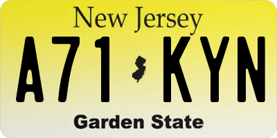 NJ license plate A71KYN