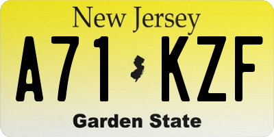 NJ license plate A71KZF
