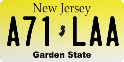 NJ license plate A71LAA