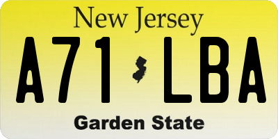 NJ license plate A71LBA