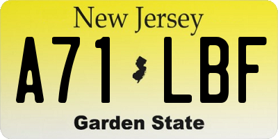 NJ license plate A71LBF