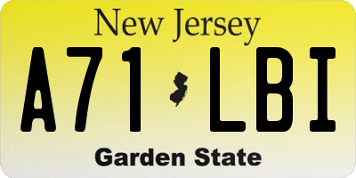 NJ license plate A71LBI
