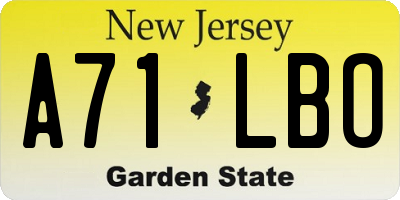 NJ license plate A71LBO