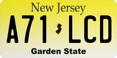 NJ license plate A71LCD