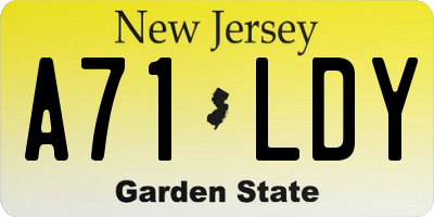 NJ license plate A71LDY