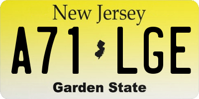 NJ license plate A71LGE
