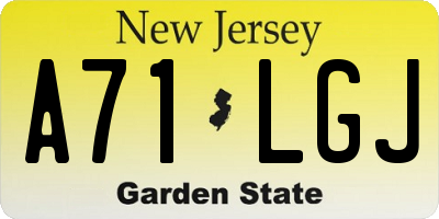 NJ license plate A71LGJ