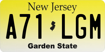 NJ license plate A71LGM