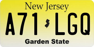 NJ license plate A71LGQ