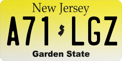 NJ license plate A71LGZ