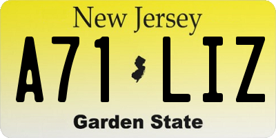 NJ license plate A71LIZ