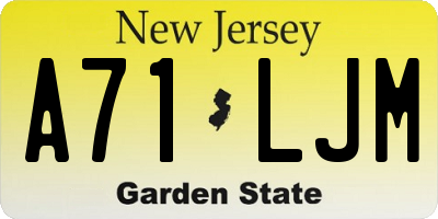 NJ license plate A71LJM