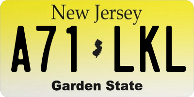 NJ license plate A71LKL
