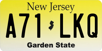 NJ license plate A71LKQ