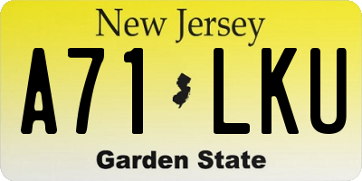 NJ license plate A71LKU