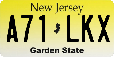 NJ license plate A71LKX