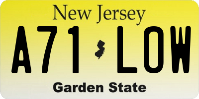 NJ license plate A71LOW
