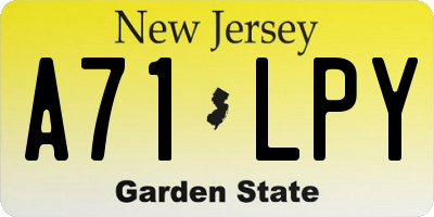 NJ license plate A71LPY