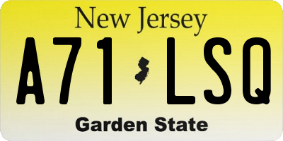 NJ license plate A71LSQ