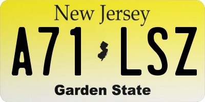 NJ license plate A71LSZ