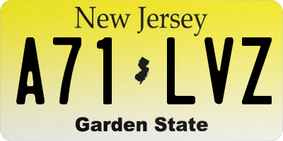 NJ license plate A71LVZ