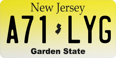 NJ license plate A71LYG
