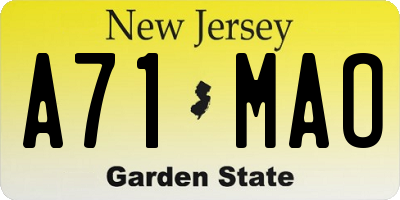 NJ license plate A71MAO