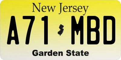 NJ license plate A71MBD