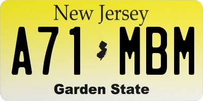 NJ license plate A71MBM