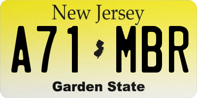NJ license plate A71MBR