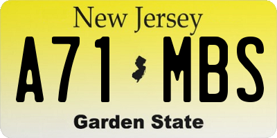 NJ license plate A71MBS