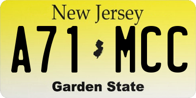 NJ license plate A71MCC