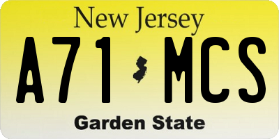 NJ license plate A71MCS