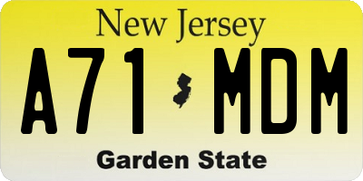 NJ license plate A71MDM