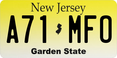 NJ license plate A71MFO
