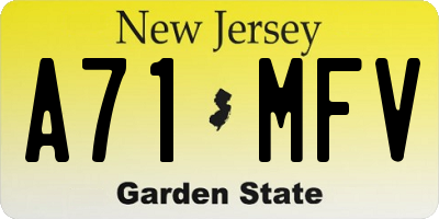 NJ license plate A71MFV