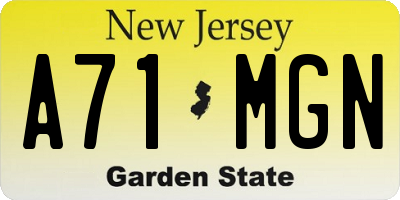 NJ license plate A71MGN