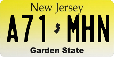 NJ license plate A71MHN