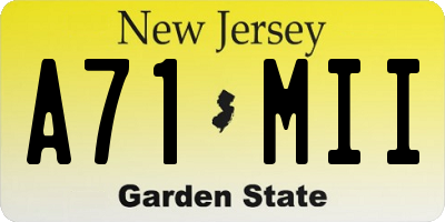 NJ license plate A71MII