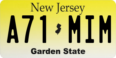 NJ license plate A71MIM