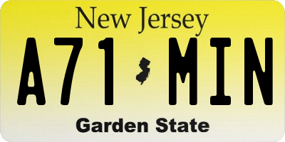 NJ license plate A71MIN