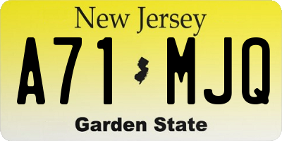 NJ license plate A71MJQ